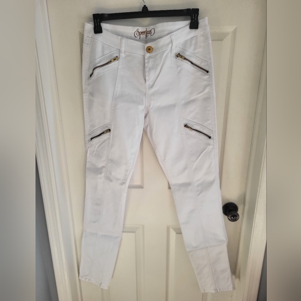 Spoon Jeans White Zippered Pants